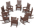 SERWALL HDPE Outdoor Rocking Chair Set of 8, Patio Rocking Chairs for Adults, All Weather Outdoor Rockers for Lawn, Brown by SERWALL