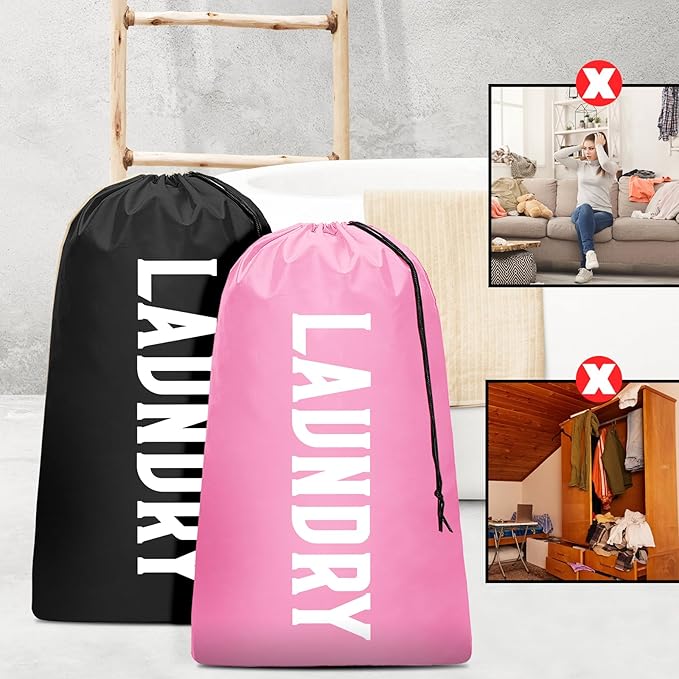 2 Pack XL Travel Laundry Bag, Machine Washable Dirty Clothes Organizer - Image 6