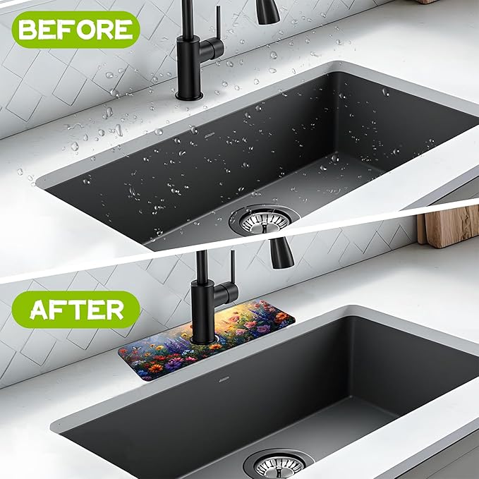 Kitchen Sink Splash Guard Faucet Mat Super Absorbent Fast Drying Mat Guard - Image 6