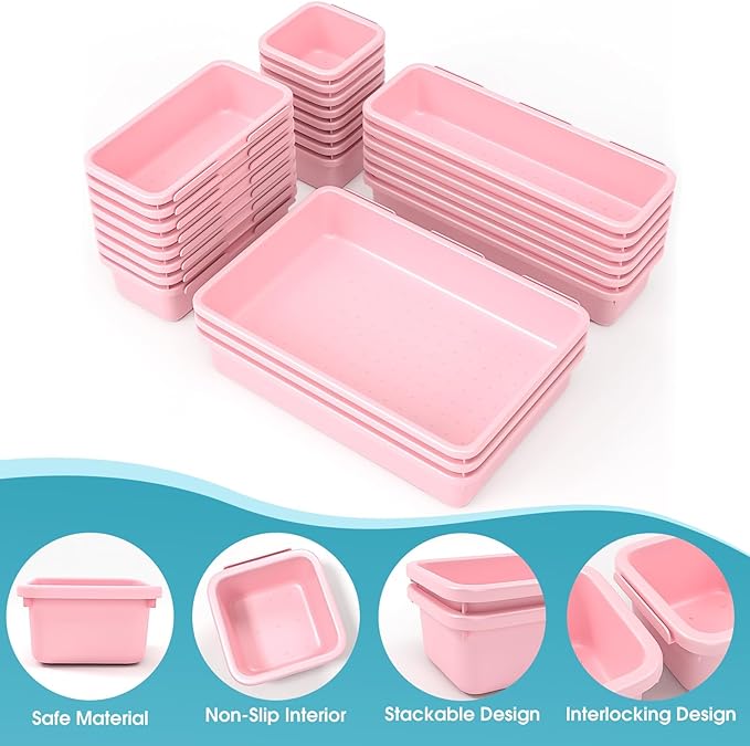 25 PCS Drawer Organizer Set, 4 Size Makeup Drawer Divider Organizer - Image 3