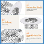 uxcell 2 Pack Shower Drain Strainer, Fit Hole Size from 1.57" to 2.56" - Image 3