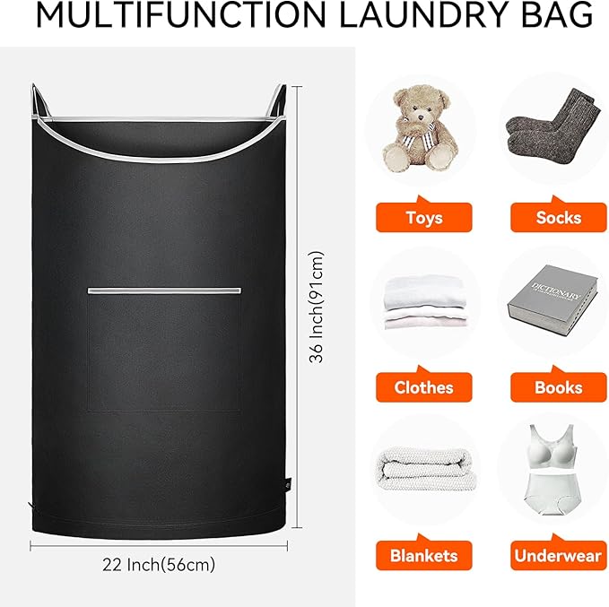 XL Hanging Laundry Hamper, Over the Door Laundry Hamper and Baskets, Wide - Image 3
