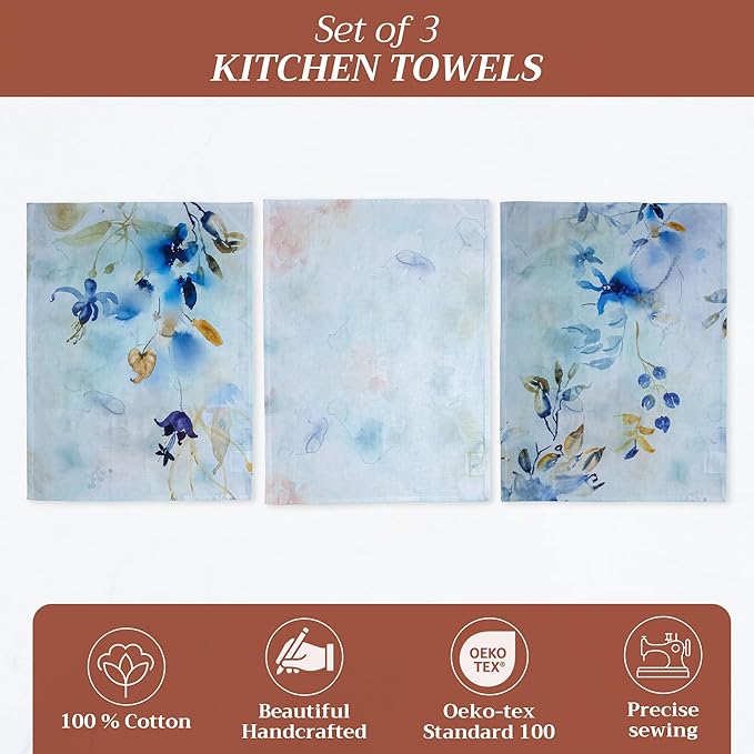 Maison d' Hermine Kitchen Towels Set of 3 100% Cotton 27.50" x 20" Reusable - Image 2