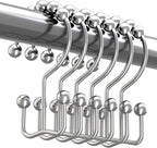 Titanker Shower Curtain Hooks Rings, Rust-Resistant Metal Double Glide Shower by Titanker
