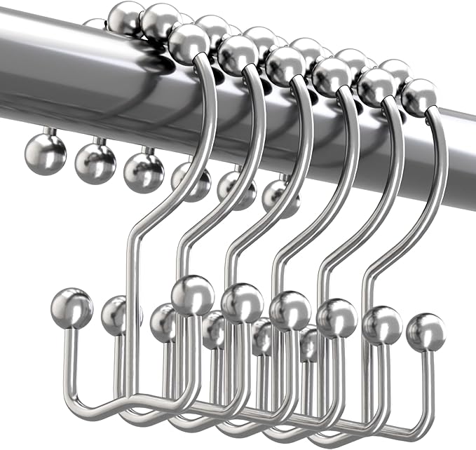 Titanker Shower Curtain Hooks Rings, Rust-Resistant Metal Double Glide Shower by Titanker
