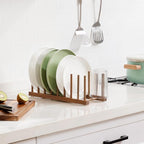 HBlife Acacia Wooden Dish Dying Rack Pot Lid Plate Organizer Holder - Image 5