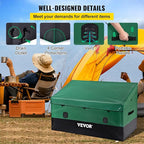 VEVOR Outdoor Storage Box, 150 Gallon Waterproof PE Tarpaulin Deck Box w/Galvanized Frame, All-Weather Protection & Portable, for Camping, Garden, Poolside, and Yard, Black & Green - Image 5