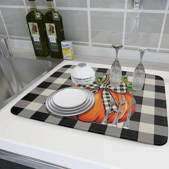 Fall Thanksgiving Pumpkin Dish Drying Mat - Image 6