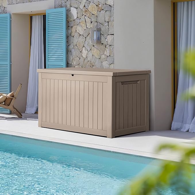 Devoko XXL 230 Gallon Resin Large Deck Box Waterproof Outdoor Storage Box Loackable for Patio Furniture Cushions and Garden Tools - Image 4