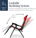 Best Choice Products Oversized Padded Zero Gravity Chair, Folding Outdoor Patio Recliner, XL Anti Gravity Lounger for Backyard w/Headrest, Cup Holder, Side Tray, Polyester Mesh - Red - Image 8