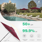 JEAREY 7.5FT Patio Umbrella Market Table Umbrella with 6 Sturdy Ribs, Push Button Tilt/Crank Outdoor Umbrella for Garden, Deck, Backyard, Pool and Beach,Burgundy - Image 6