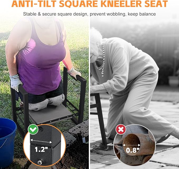 Garden Kneeler and Seat Heavy Duty 500lbs, Anti-Tip Gardening Stools with 10.5” Widen Kneeling Pad for Seniors Gardeners, 2 in 1 Garden Bench for Kneeling and Sitting - Image 6