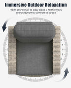 Outdoor Swivel Recliner Chair Set of 2, All-Weather Wicker Reclining Patio Chair with Adjustable Backrest and Footrest - Image 7