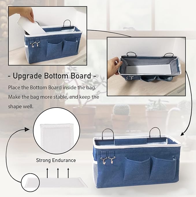 3pcs Large Wall Hanging Organizer Bag, Linen Fabric Door Hanging Storage Baskets - Image 3