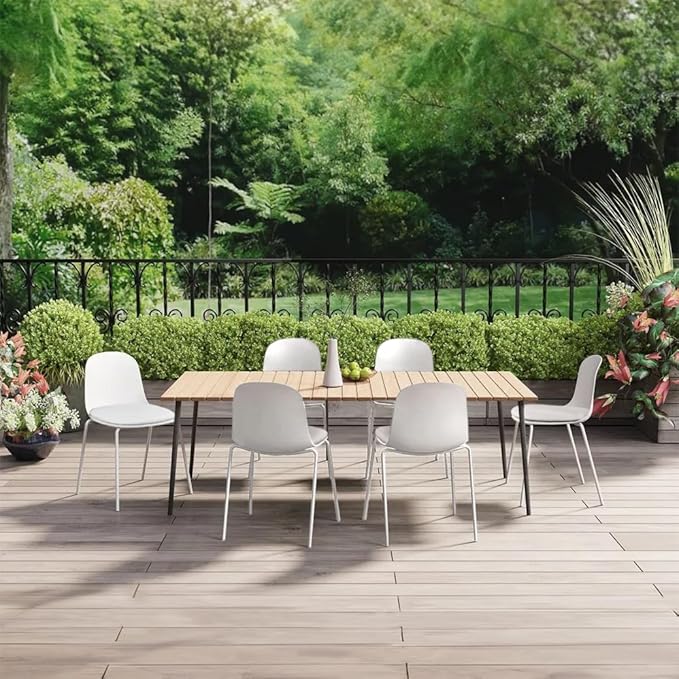 2xhome Modern Stackable Armless Dining Chair | Plastic Shell Seat with Metal Legs | Indoor or Outdoor Use | Home Kitchen Patio (4, White, Padded Seat) - Image 8