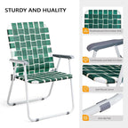VINGLI Patio Lawn Webbed Folding Chairs Outdoor Beach Portable Camping Chair for Yard, Garden (2, Dark Green, Oversized) - Image 4