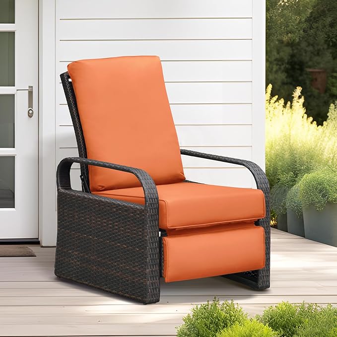 ART TO REAL Automatic Adjustable Patio Recliner Chair Relaxing Sofa Outdoor Wicker Armchair Furniture Aluminum Frame Lounge with Soft Thicken Cushion - Image 2