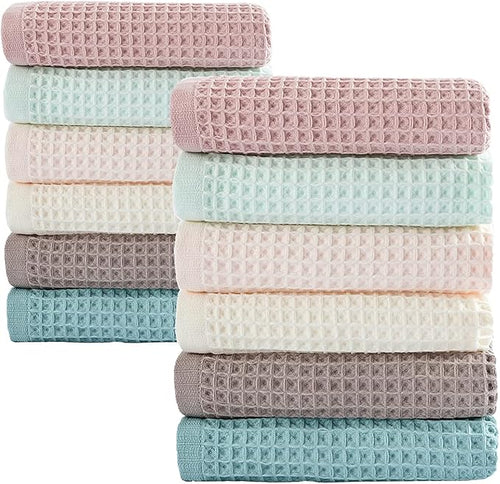 12 Pcs 13" x 13" Waffle Weave Kitchen Dish Cloths Set, 100% Cotton Super by vfaejll