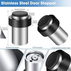 Chumia 20 Pcs Door Stopper Mounted Floor Stops Stainless Steel Cylindrical - Image 2