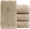 Pidada Hand Towels Set of 4 Diamond Pattern 100% Cotton Absorbent Soft by Pidada