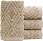 Pidada Hand Towels Set of 4 Diamond Pattern 100% Cotton Absorbent Soft by Pidada