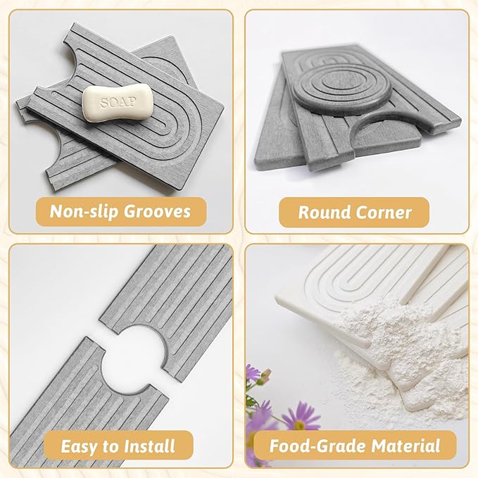 Diatomite Kitchen Sink Water Splash Guard, Modern Stylish Faucet Handle Drip - Image 6