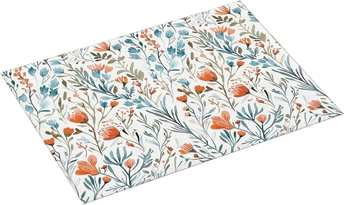 Burnt Orange Teal Floral Dish Drying Mats - Image 2