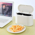 SUBEKYU Mini Trash Can with Lid, Small Desk Trash Can, Countertop Mini Garbage - Image 7