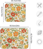 Retro Yellow Orange Flowers Dish Drying Mat - Image 3