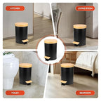Small Bathroom Trash Can with Natural Bamboo Lid Soft Close，3 Liter / 0.8 - Image 7