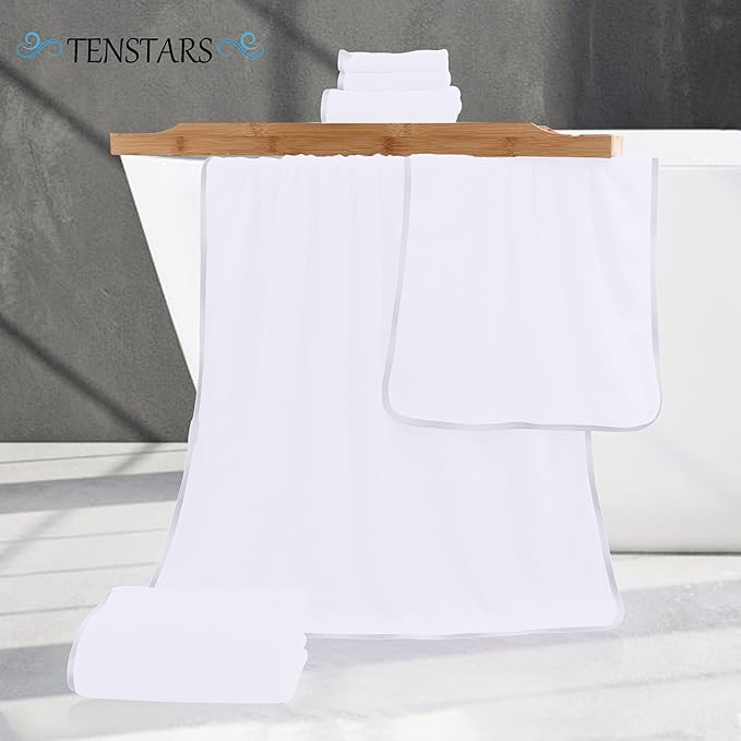 TENSTARS Luxury Silk Hemming Towel Set - Image 2