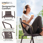 VINGLI PE Rattan Outdoor Dining Chairs Set of 1, Plastic Stackable Patio Chairs for Indoor, Porch, Restaurant, Garden, Brown - Image 5