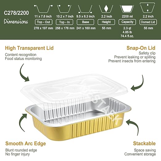 11" x 7.5" Heavy-Duty Aluminum Foil Pans - Image 3
