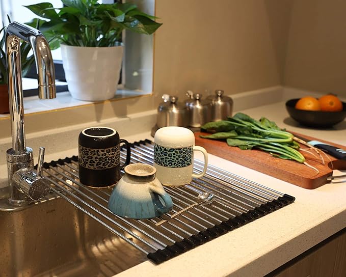 Ahyuan Roll up Dish Drying Rack Over The Sink Kitchen Roll up Sink Drying Rack - Image 4
