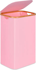 100L Laundry Hamper with Lid, Lagre Basket with Bamboo Handles, Foldable by Merkisa