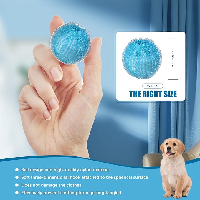 12 PCS Pet Hair Remover for Laundry, Reusable Dog & Cat Hair Remover for Laundry - Image 4