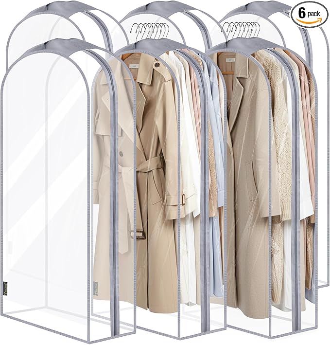 BALEINE 48'' Clear Garment Bags, 10.5'' Wide PEVA Suit Bag by BALEINE
