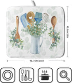 Sage Green Dish Drying Mat for Kitchen Counter, Cooking Supplies Reversible - Image 2