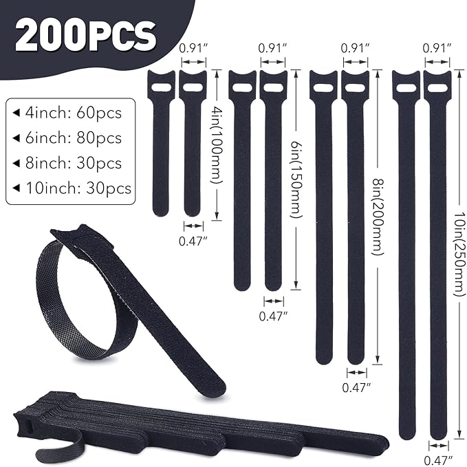 200PCS Reusable Cable Ties Wire Ties Cord Organizer Cable Organizer Adjustable - Image 2