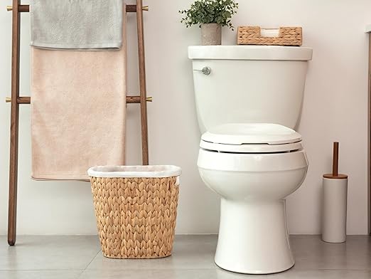 StorageWorks Wicker Waste Basket, Handwoven Water Hyacinth Trash Can - Image 5