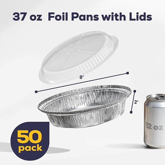Fit Meal Prep 50 Pack 8" Round Aluminum Foil Pans - Image 2