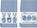 Artoid Mode Blue Stripe Rabbit Bunny Eggs Easter Kitchen Towels Dish Towels by ArtoidMode