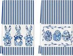 Artoid Mode Blue Stripe Rabbit Bunny Eggs Easter Kitchen Towels Dish Towels by ArtoidMode
