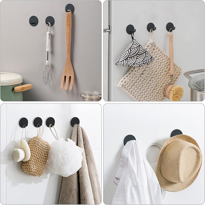 VIS'V Adhesive Hooks, Small Metal Shower Wall Stick on Hooks, Waterproof - Image 2