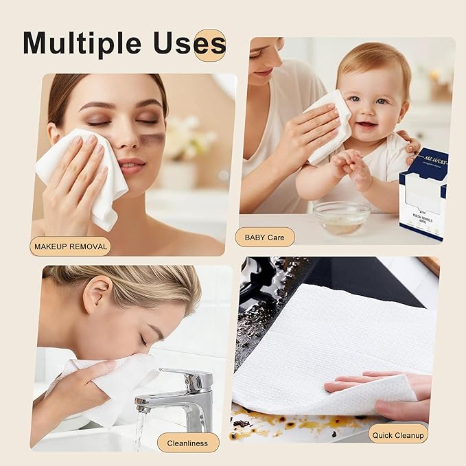 Face Towels, XL Facial Dry Towels 10x12 Inch, Biodegradable Disposable Face - Image 5