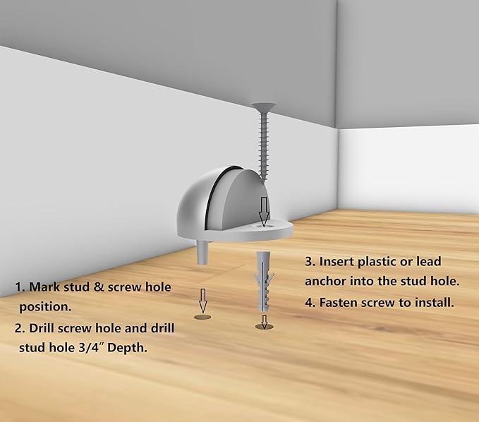 QCAA Low Dome Floor Door Stop, H 25.4 x Diameter 44.5mm, Zinc Die Cast - Image 3