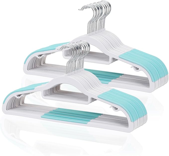Pack of 30 Coat Hangers, Space-Saving Plastic Clothes Hangers, 0.2 Inches Slim by TonswachicHangersSpaceSaver