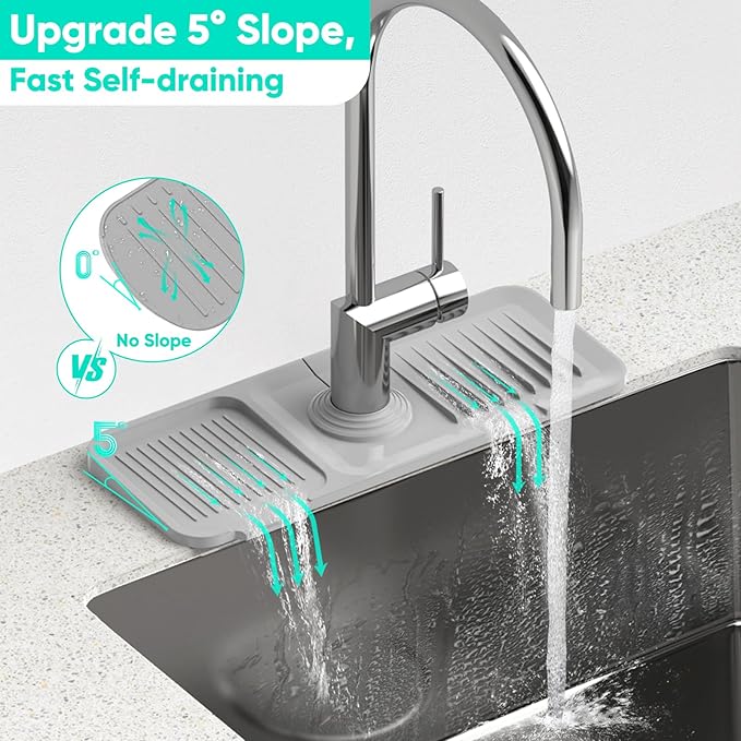 14.6'' Faucet Mat for Kitchen Sink Kitchen Sink Splash Guard Silicone Kitchen - Image 3