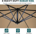 OLIXIS 9.7FT Offset Patio Umbrella with Base, Cantilever Table Umbrellas for Outdoor Sun Shade UV Protection with Easy Tilt Adjustment, 8 Ribs for Backyard, Lawn, Garden, Pool - Khaki - Image 4