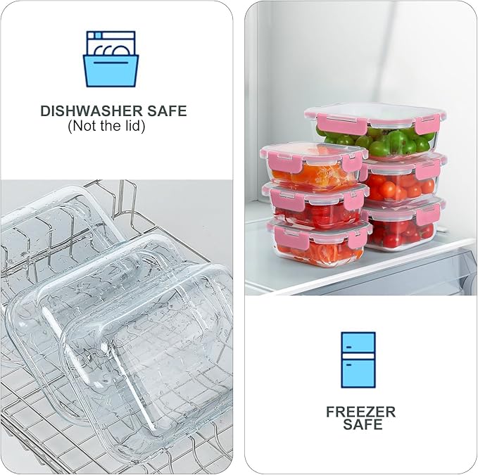 KOMUEE 10 Pack Glass Food Storage Containers, Meal Prep Containers - Image 3